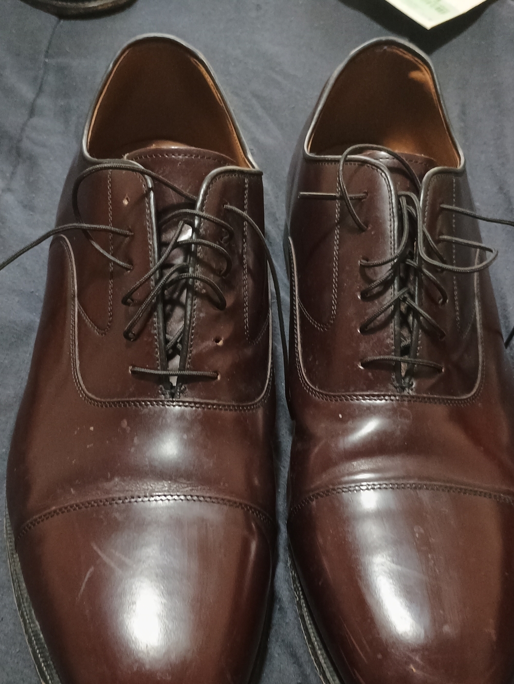 Johnston & Murphy Dark Brown Leather Cap-Toe Oxfords (240)